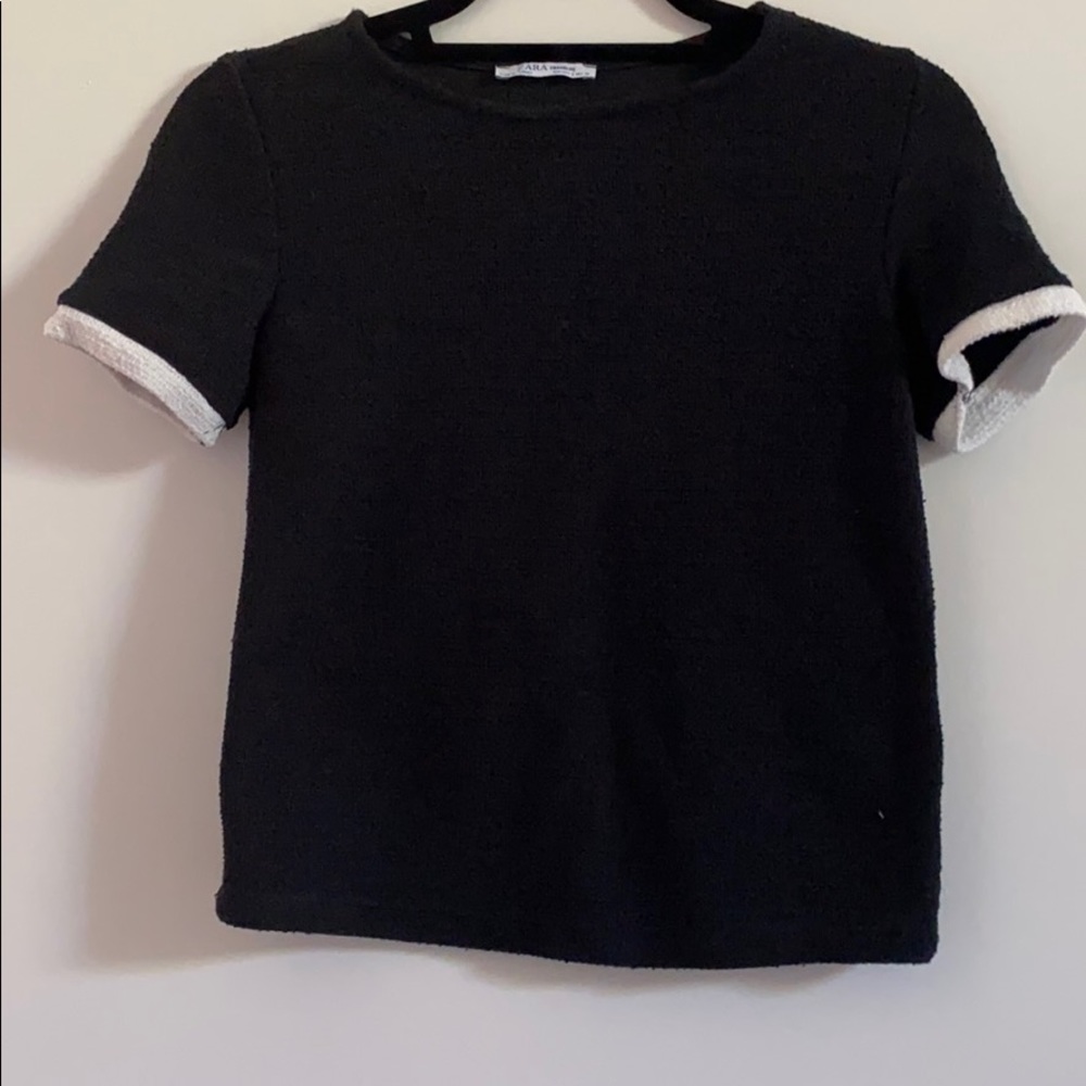 Black and white tweed top